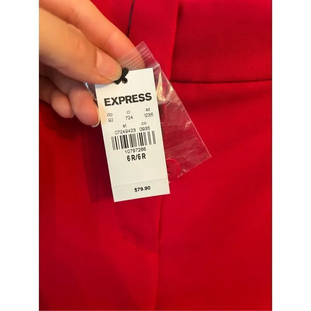 Express red dress pants columnist barley mid rise boot pants size 6R NWT